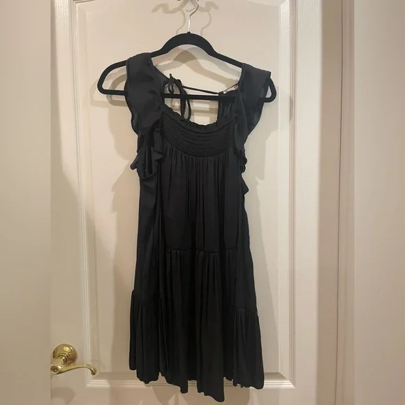 knee length dresses for ladies Free People In This Groove Mini Slip in Washed Black – CHROME main image 0